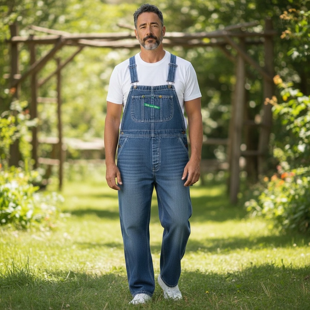 Vtg Key Mens Utility Workwear Multi Pocket Denim Bib Overalls Medium Wash 42x29